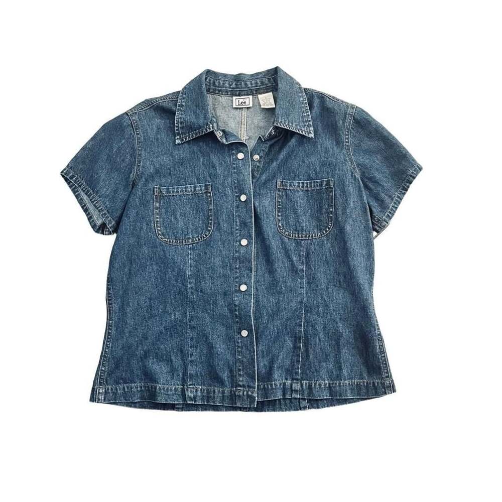 Lee Vintage Short Sleeve Denim Button Down Shirt Size S